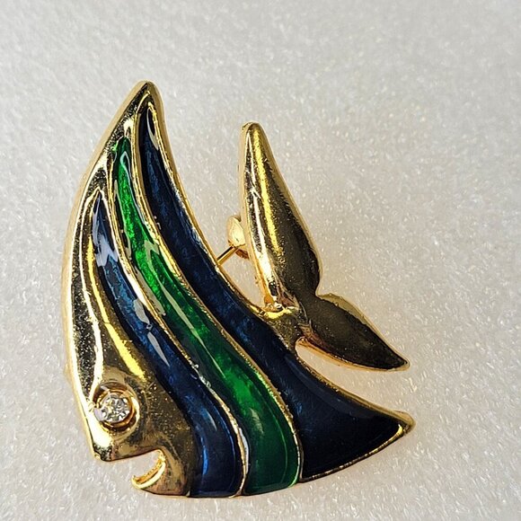 Blue Green Fish Brooch - Picture 6 of 7